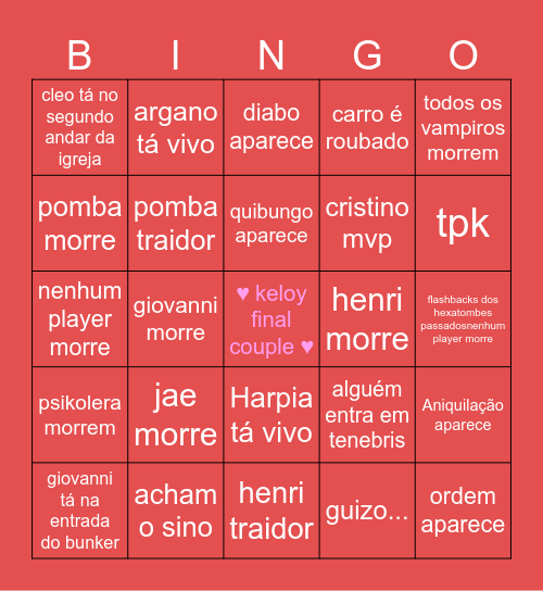 HEXATOMBE EP 9 Bingo Card