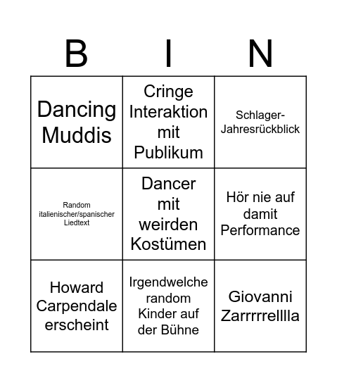 Hör nie auf damit... x3 Bingo Card