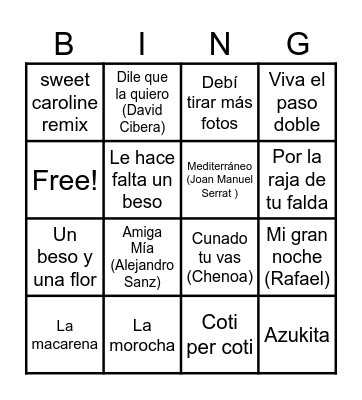 Christmas bingo song Bingo Card