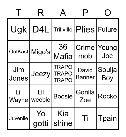 TRAPO Bingo Card
