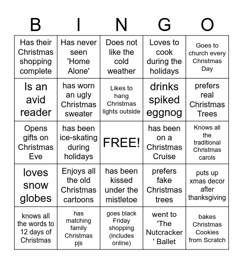 Christmas Bingo Card