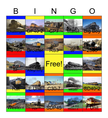 Railroads that I would like to operate a mammoth articulated steam engine one day Bingo Card