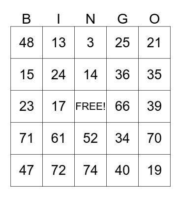 FAMILY DAY Bingo Card