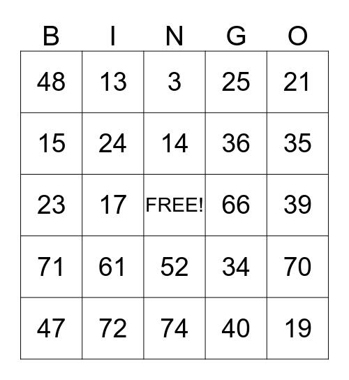 FAMILY DAY Bingo Card