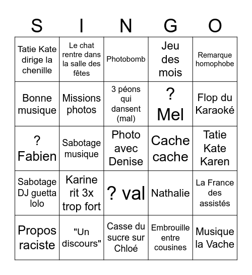 BINGO SANSAN 50ANS Bingo Card