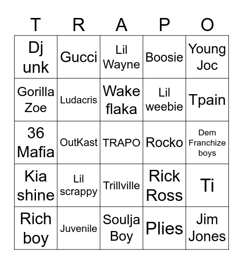 TRAPO Bingo Card