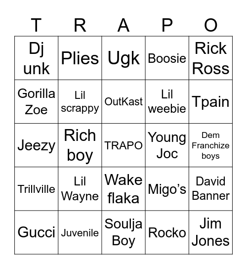TRAPO Bingo Card