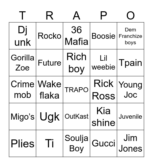 TRAPO Bingo Card