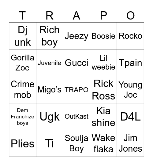 TRAPO Bingo Card