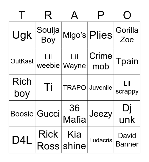 TRAPO Bingo Card