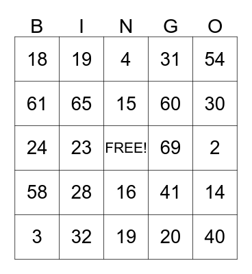 FAMILY DAY Bingo Card