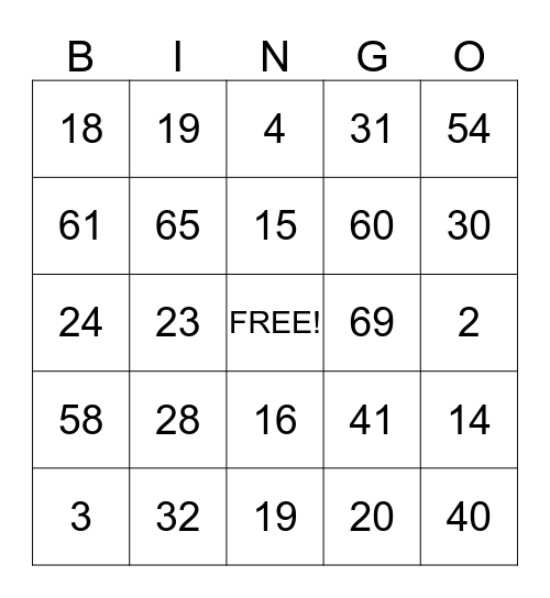 FAMILY DAY Bingo Card