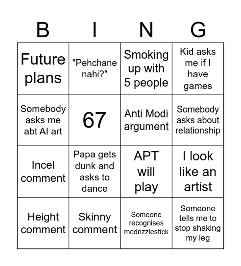 Wedding Bingo Card