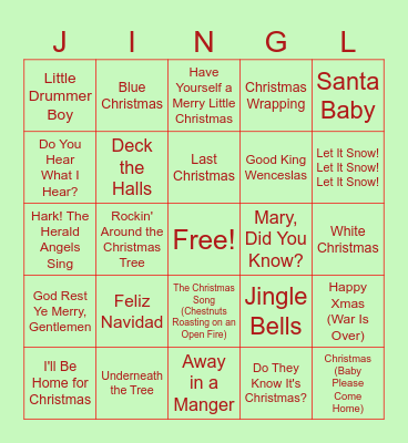 Christmas Bingo Card