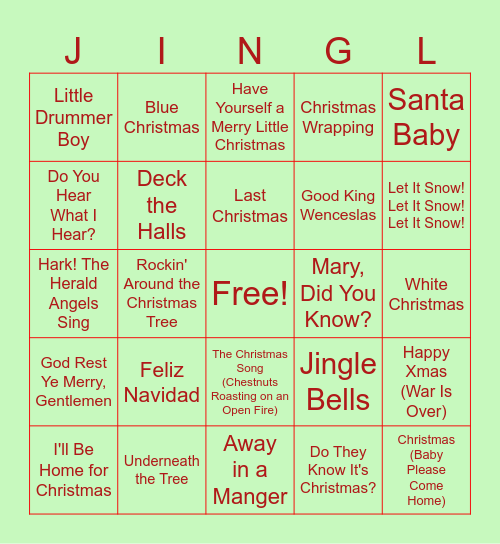 Christmas Bingo Card