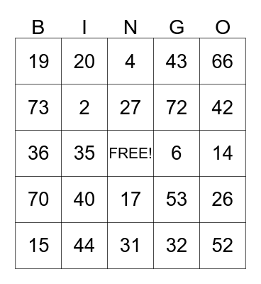 FAMILY DAY Bingo Card