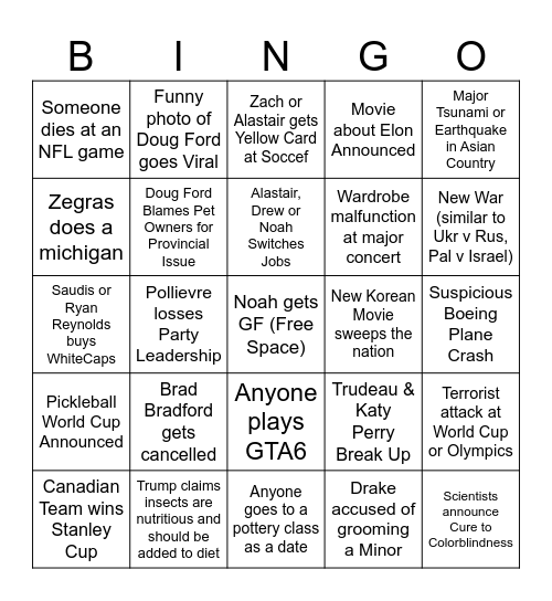 2026 Bingo Card