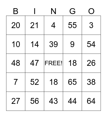 FAMILY DAY Bingo Card