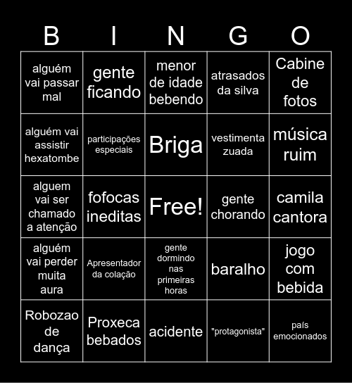 BINGO BAILE LICEU Bingo Card