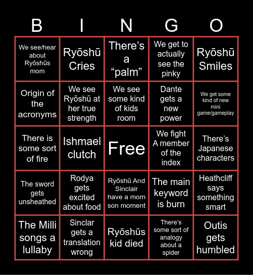 Canto 9 predictions Bingo Card
