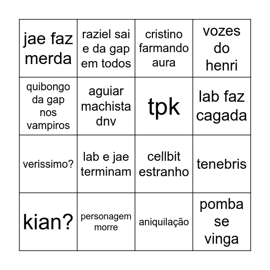 ordem hj Bingo Card