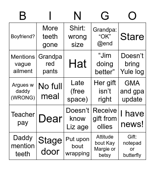 Christmas horror story Bingo Card