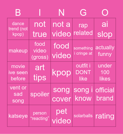 wise shorts bingo Card