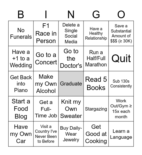 Olha's 2026 Bingo Card