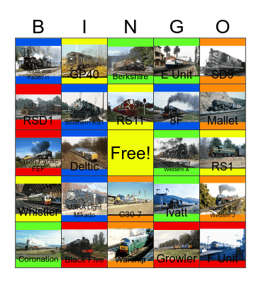 Railroads that I would like to operate a N&W engine one day Bingo Card