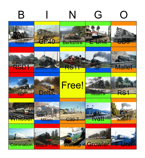 Railroads that I would like to operate a N&W engine one day Bingo Card