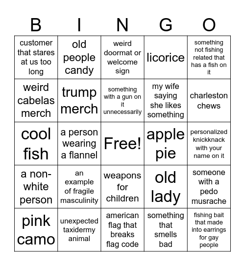 Cabelas Bingo Card