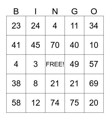 FAMILY DAY Bingo Card
