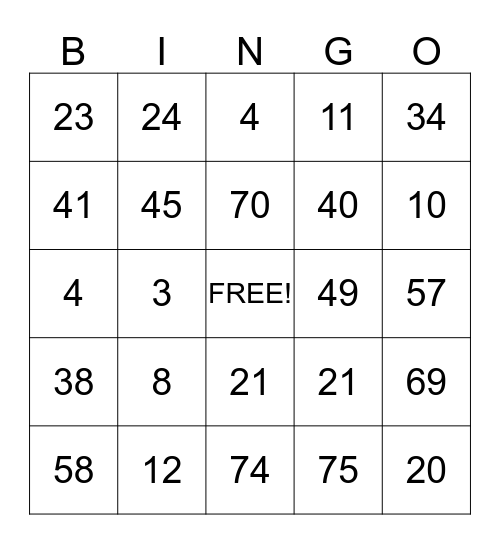 FAMILY DAY Bingo Card