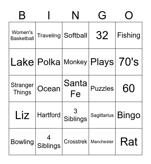 Birthday Boy Bumf Bingo Card