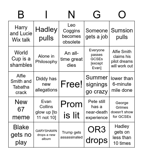 2026 Bingo Card