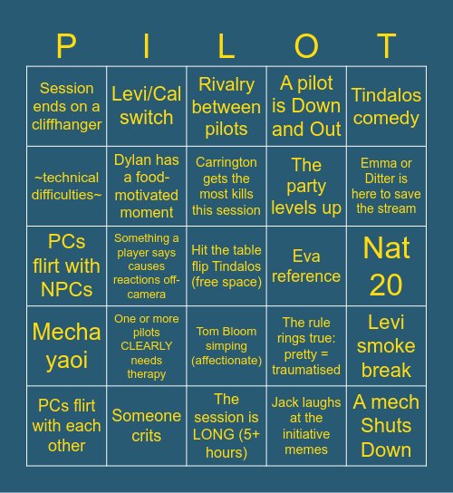 Lancer: Daybreak - Episode 2 Bingo Card