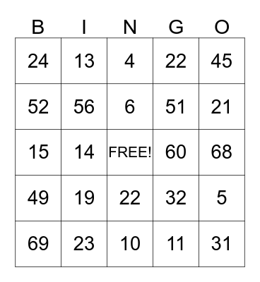 FAMILY DAY Bingo Card