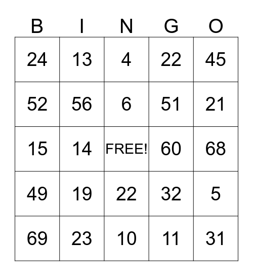 FAMILY DAY Bingo Card