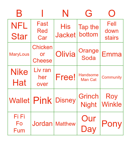 Family Bingo Card