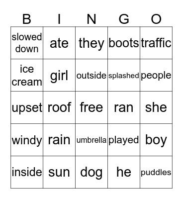 Hows the Weather 1/2 Bingo Card