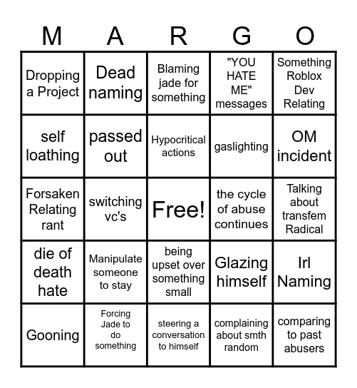 Maurice Bingo Card