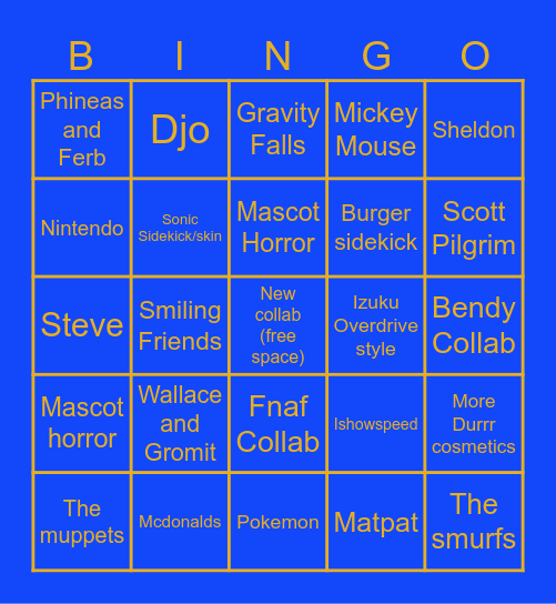 AyJay's Fortnite Bingo Card Bingo Card