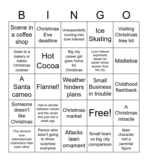 Really really bad Xmas Movie Bingo Card
