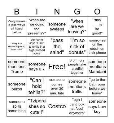 Polansky Party Bingo Card