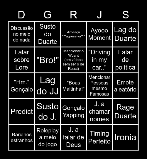 DuarteGames22 Bingo Card