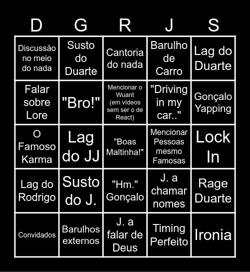 DuarteGames22 Bingo Card
