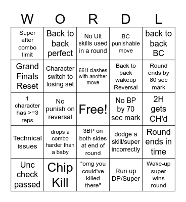 Bracket moment Bingo Card