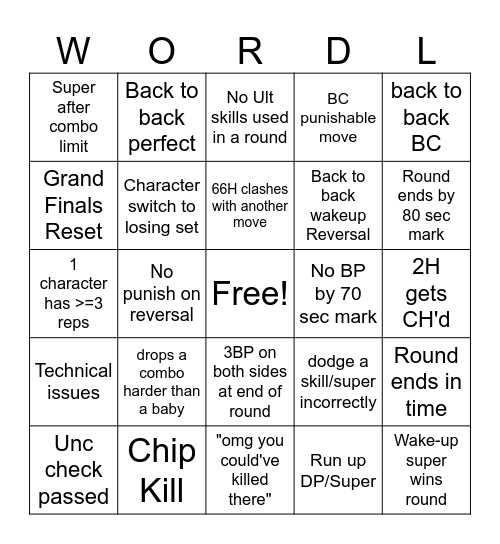 Bracket moment Bingo Card