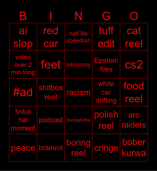 ig reels Bingo Card