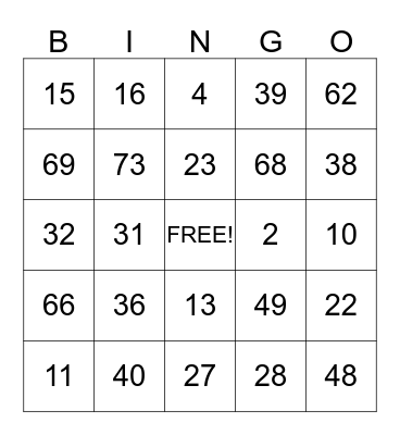 FAMILY DAY Bingo Card